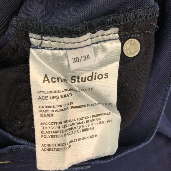 Acne Studios Ace Ups Navy Skinny Jeans - Picture 2 of 7